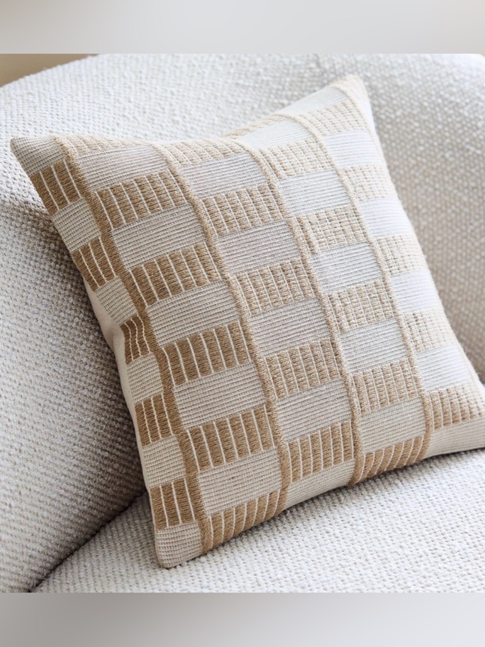 West Elm Woven Checker Jute Pillow Cover